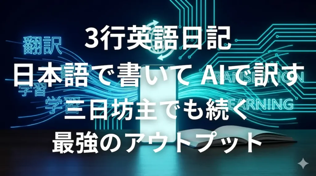 日本語で書いてAIで翻訳する3行英語日記の学習法イメージ画像