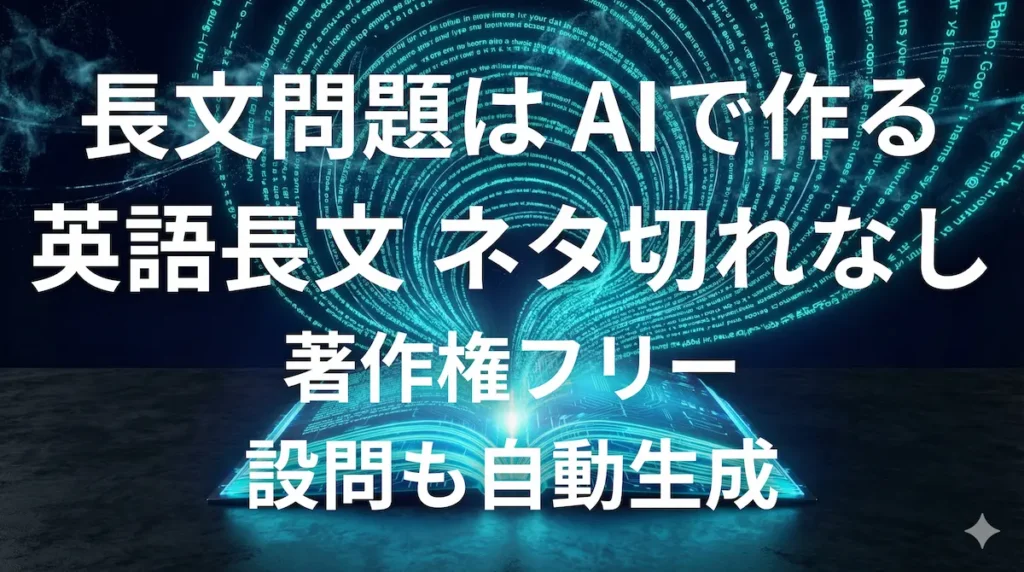 ChatGPTで英語長文問題を無限に自動生成するイメージ画像