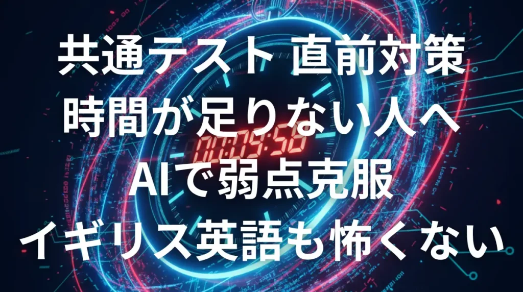 共通テスト直前の英語対策としてAIを活用し時間不足とイギリス英語を攻略するイメージ画像