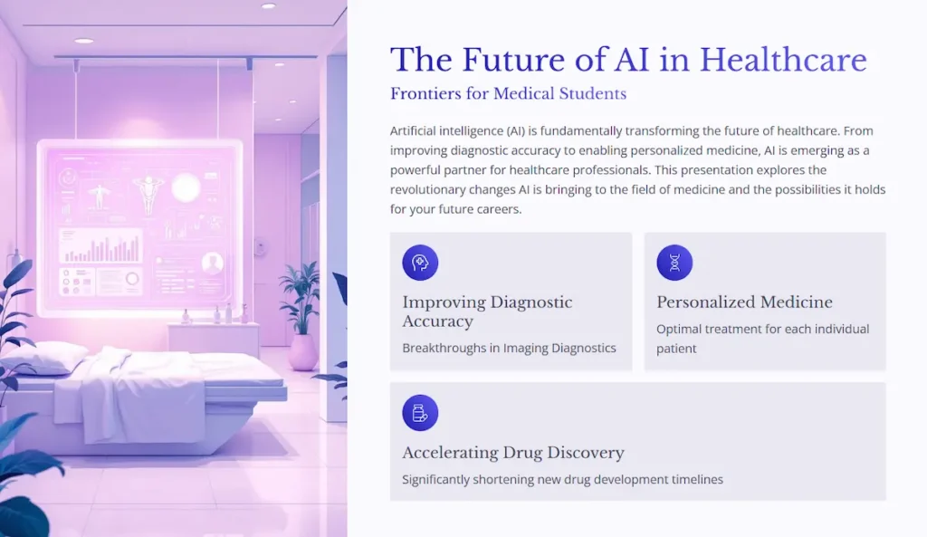 Gammaで自動生成された医療AIに関する英語プレゼンスライド