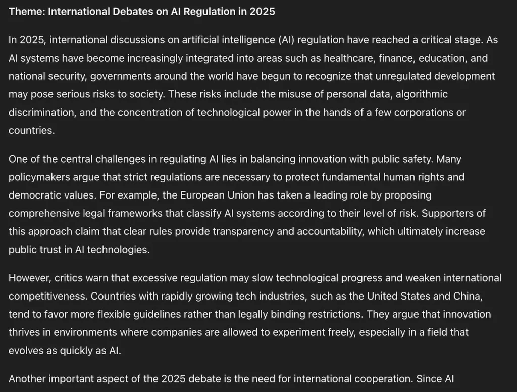 Geminiが生成したAI規制に関する大学入試風の英語長文問題と設問