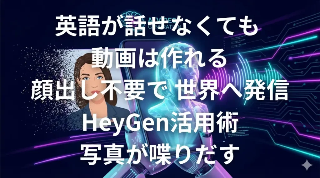 HeyGenを使って顔写真からAIアバター動画を生成するイメージ画像