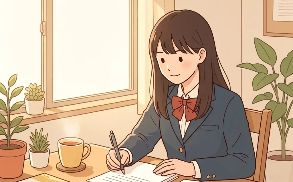 大阪医科薬科大学対策で英作文を練習する受験生