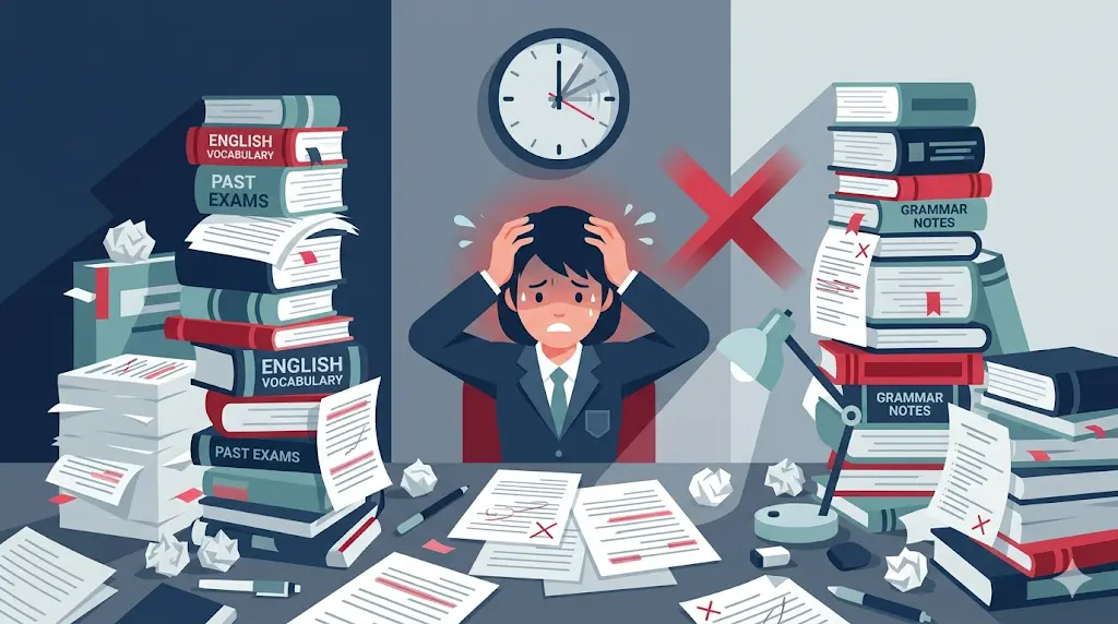 赤シートやノートの書き写しなど、NG学習法を表した画像