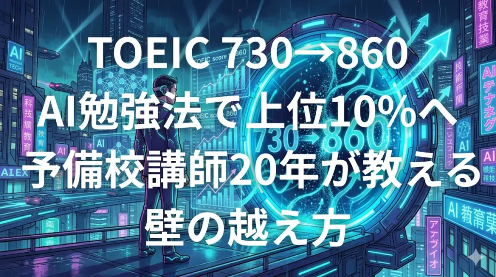TOEIC 730点から860点へAI勉強法で突破するイメージ図