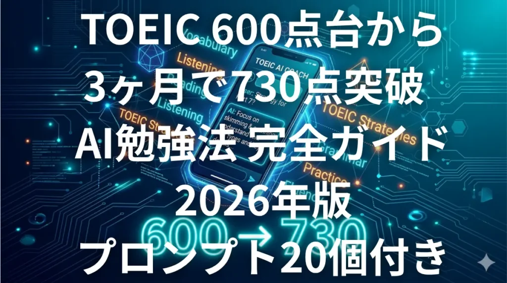 TOEIC AI勉強法で600点台から730点突破 戦略イメージ
