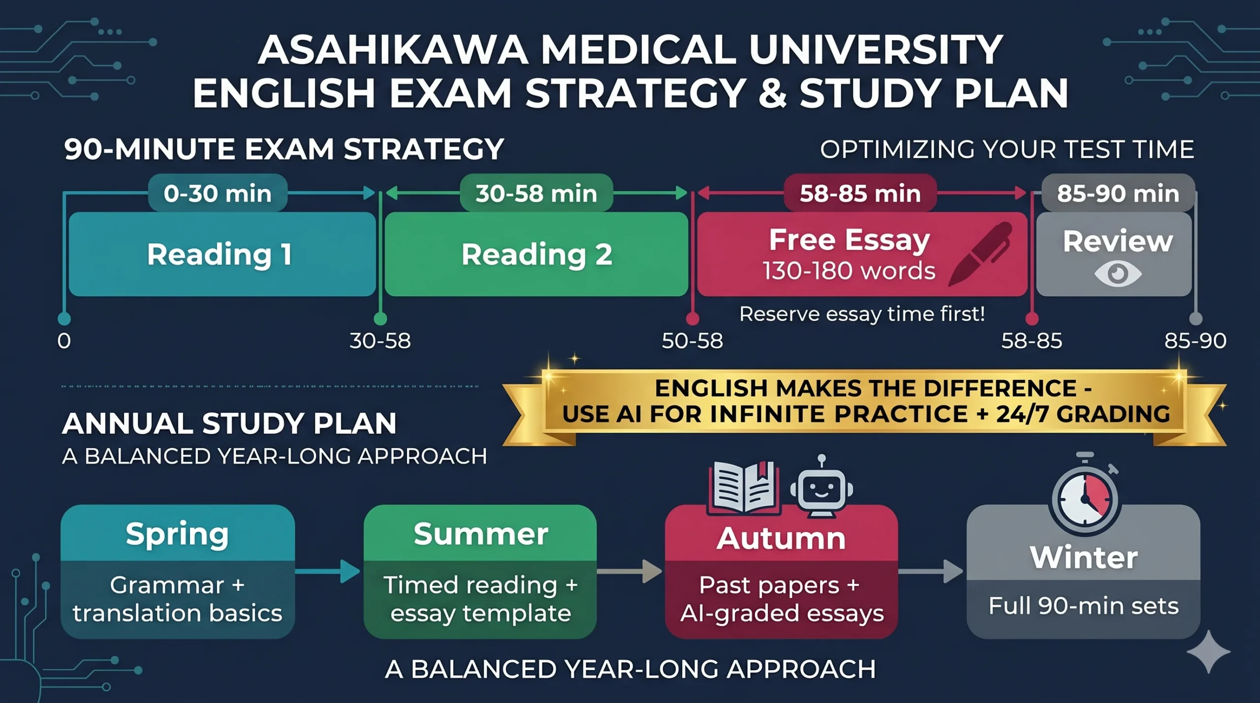 旭川医科大学医学部 英語の学習ロードマップ - 90分時間配分と年間計画