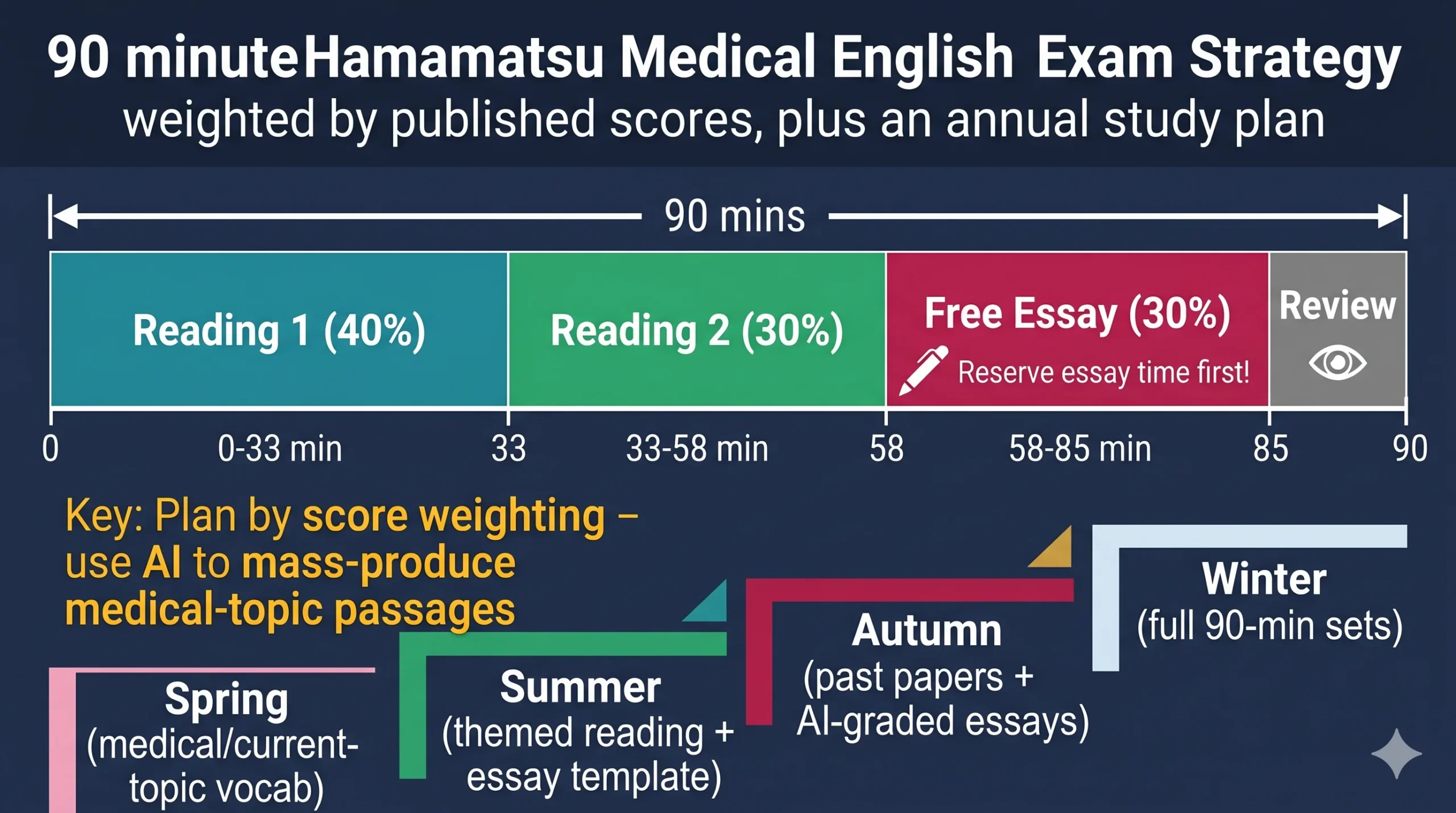 浜松医科大学医学部 英語の学習ロードマップ - 配点逆算の90分時間配分と年間計画