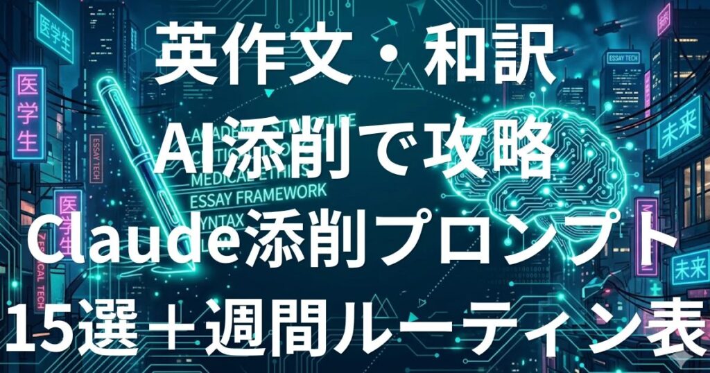 医学部英語 英作文・和訳 AI添削 Claude完全攻略ガイド2026