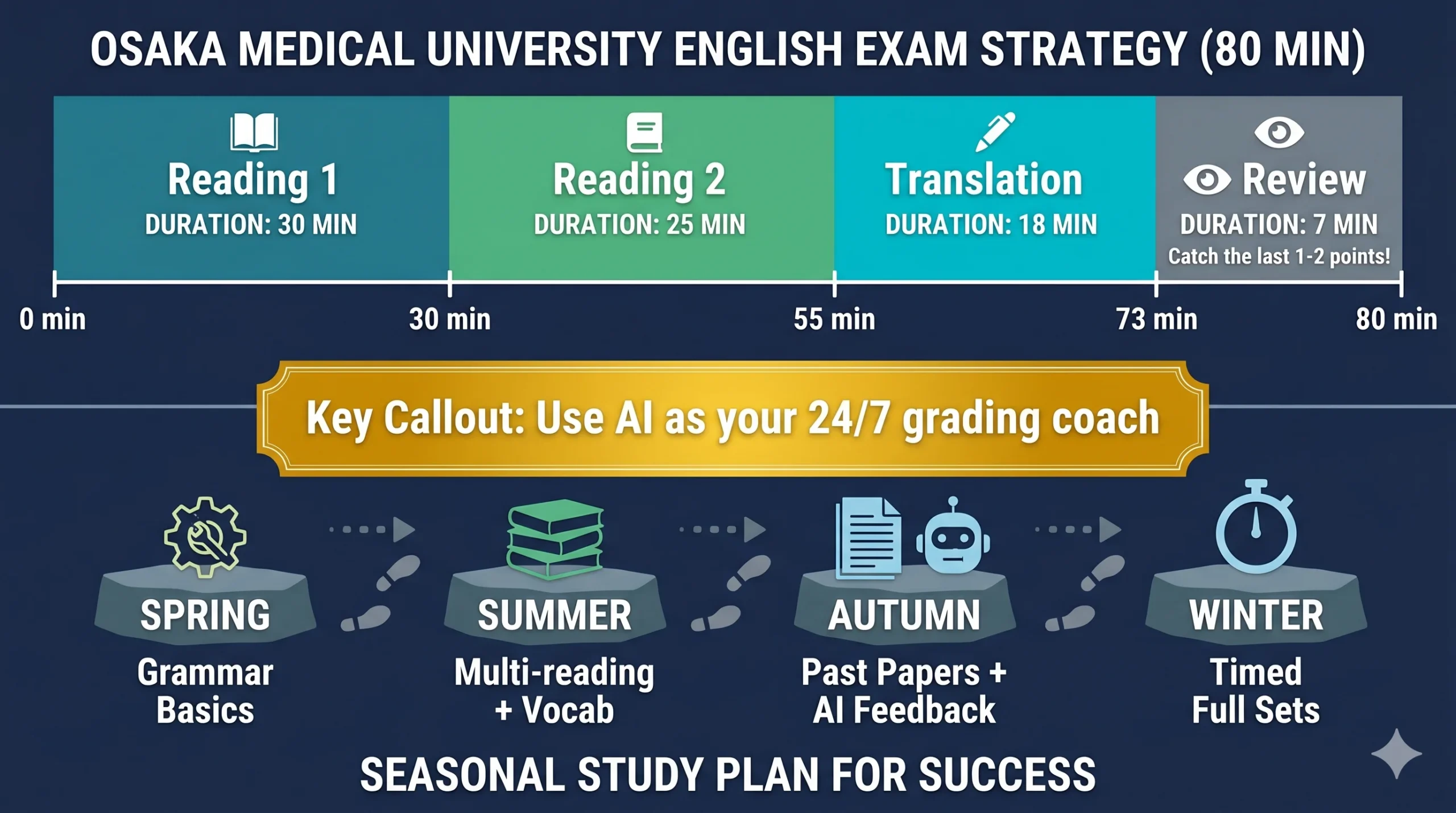 大阪医科薬科大学医学部 英語の学習ロードマップ - 80分時間配分と季節別計画