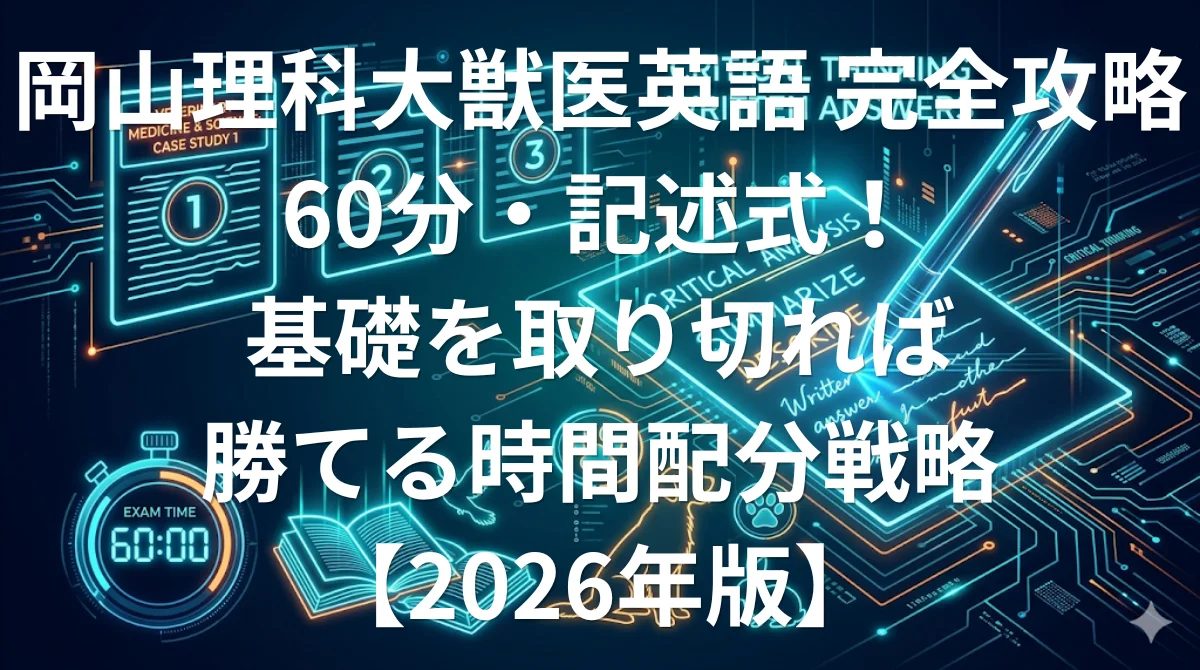 岡山理科大学獣医学部獣医学科英語 傾向と対策 60分大問3題記述式完全攻略ガイド2026年版