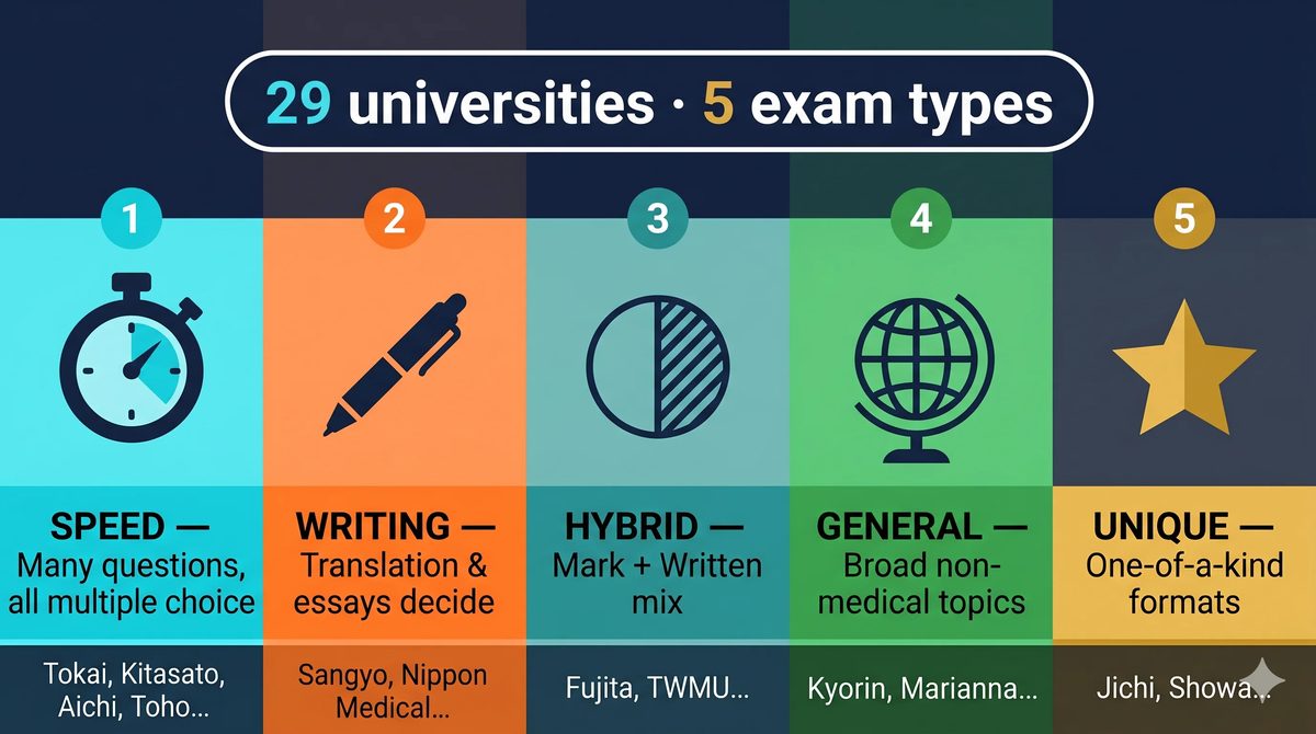 私立医学部英語 形式タイプ別5分類マップ