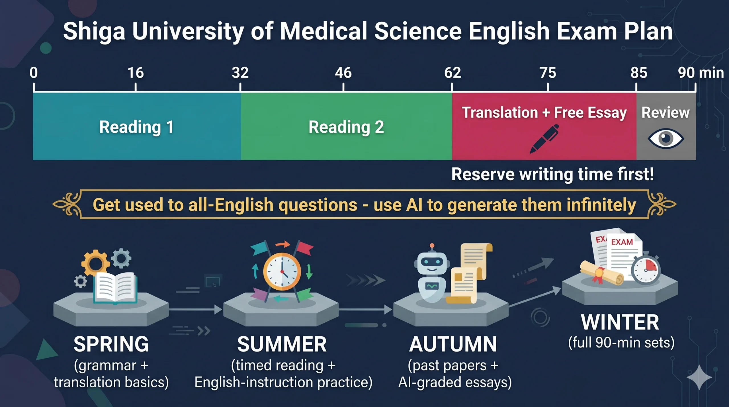 滋賀医科大学医学部 英語の学習ロードマップ - 90分時間配分と年間計画