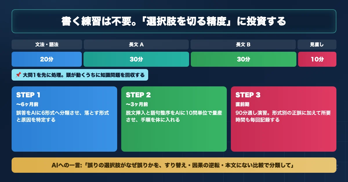 岐阜大学医学部医学科 英語対策のAI活用ロードマップを示す図解