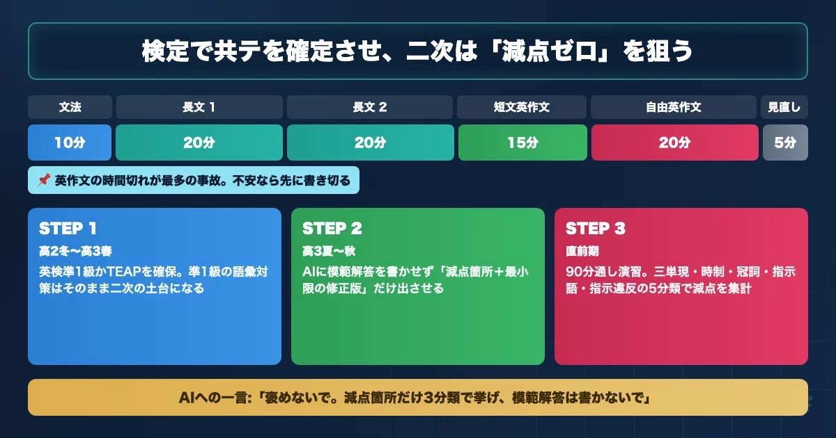 鹿児島大学医学部医学科 英語対策のAI活用ロードマップを示す図解