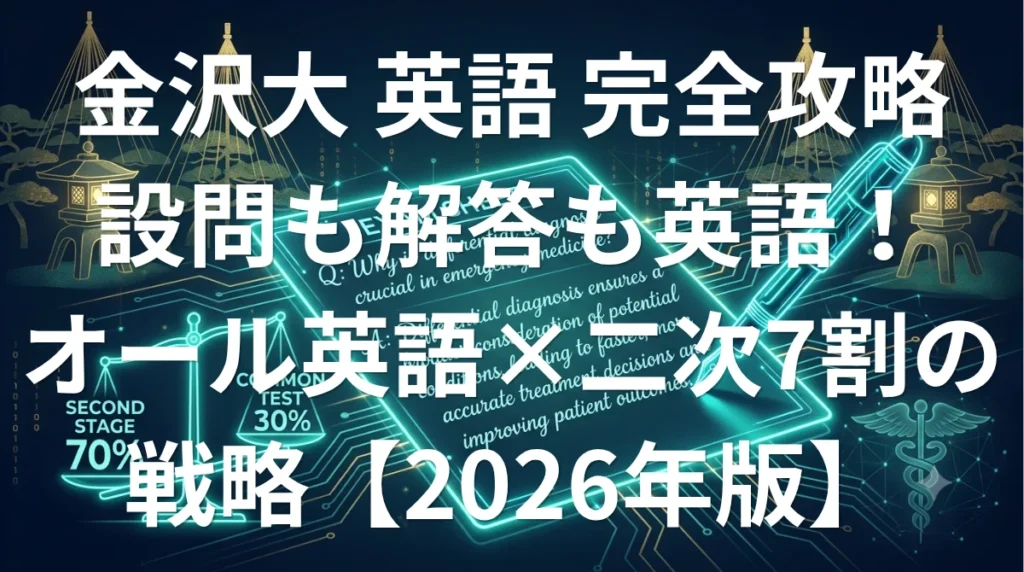 金沢大学医学類 英語の傾向と対策 - オール英語（英問英答）と二次重視を制す国公立攻略法2026年版