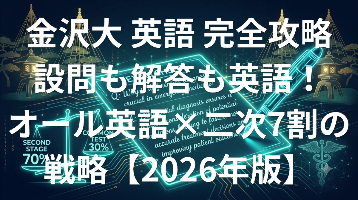金沢大学医学類 英語の傾向と対策 - オール英語（英問英答）と二次重視を制す国公立攻略法2026年版