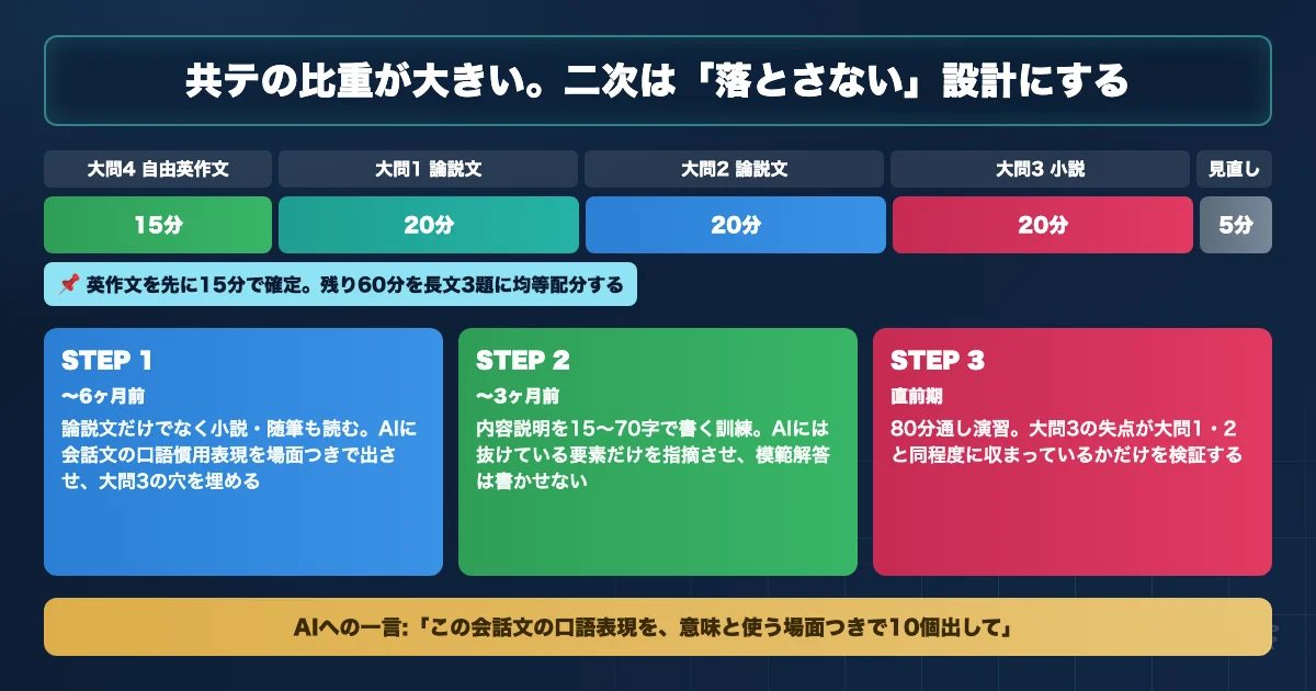 神戸大学医学部医学科 英語対策のAI活用ロードマップを示す図解