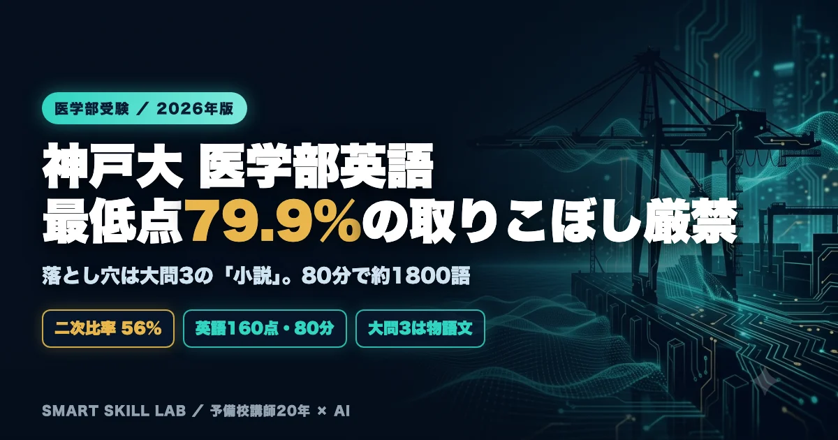 神戸大学医学部医学科 英語の傾向と対策 - 合格最低点79.9%の取りこぼし厳禁と大問3の小説攻略法2026年版