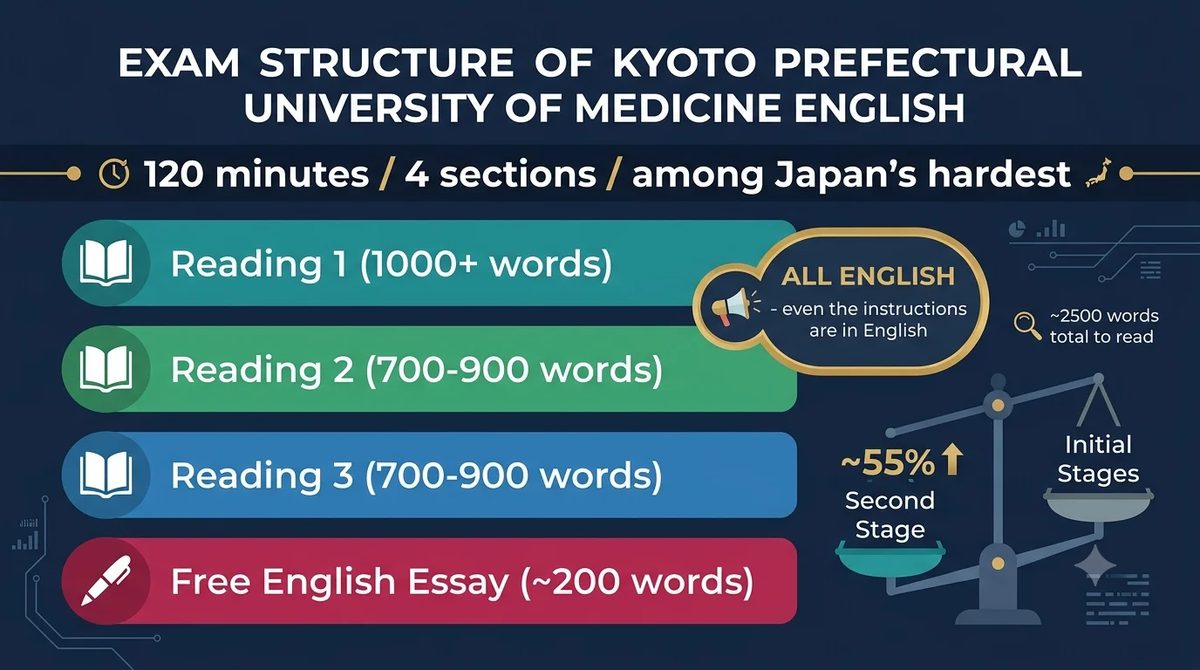 京都府立医科大学医学部 英語試験の基本データを示す図解