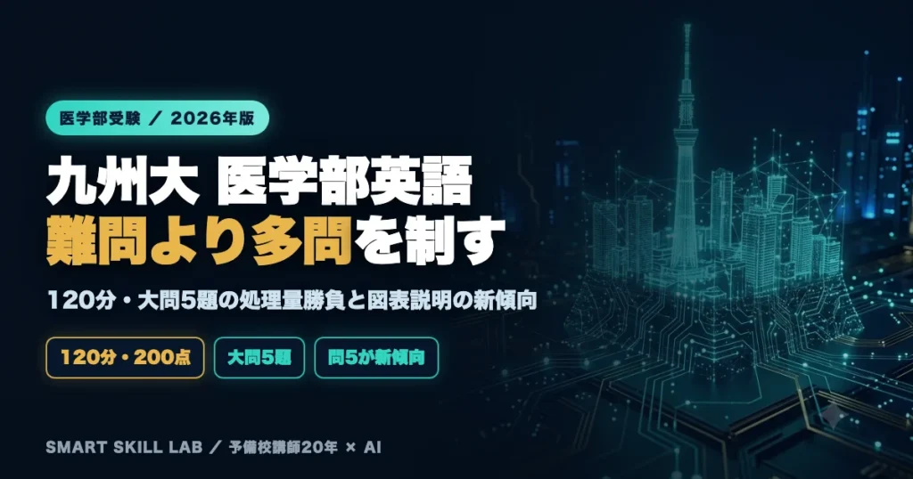 九州大学医学部 英語の傾向と対策 - 120分大問5題の処理量勝負と図表説明の新傾向を制す旧帝大攻略法2026年版