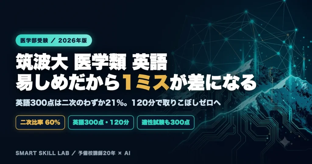 筑波大学医学群医学類 英語の傾向と対策 - 易しめだから1ミスが差になる120分で取りこぼしをゼロにする戦略2026年版