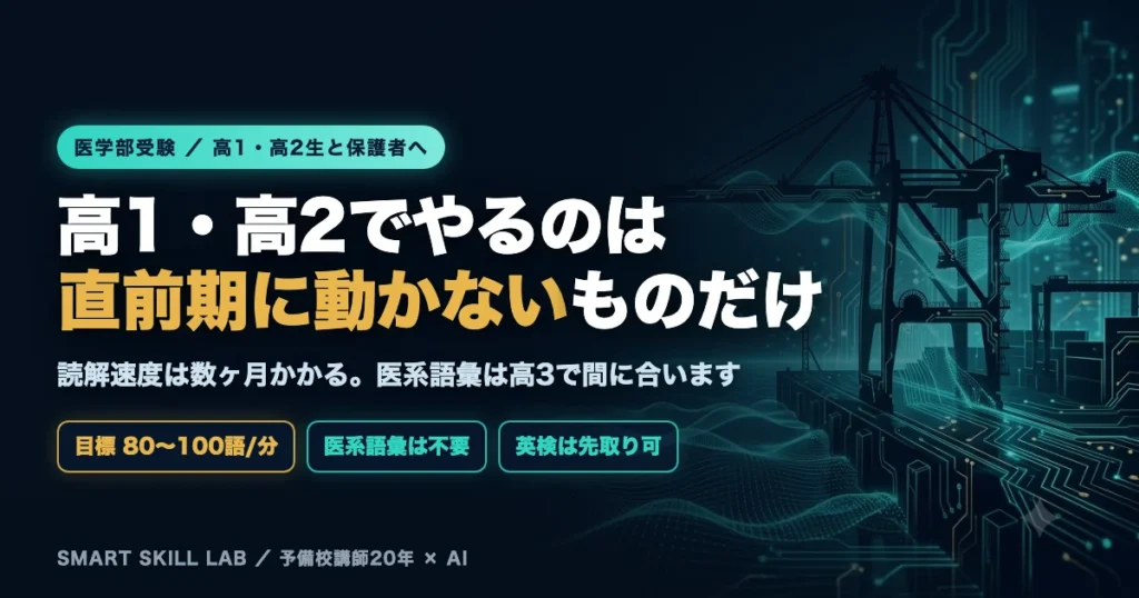 医学部英語は高1高2で何をするか - 直前期に動かない読解速度と基礎語彙を先に作る