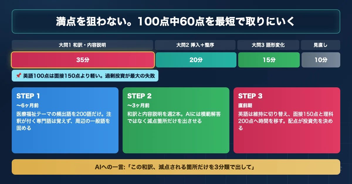 大分大学医学部医学科 英語対策のAI活用ロードマップを示す図解