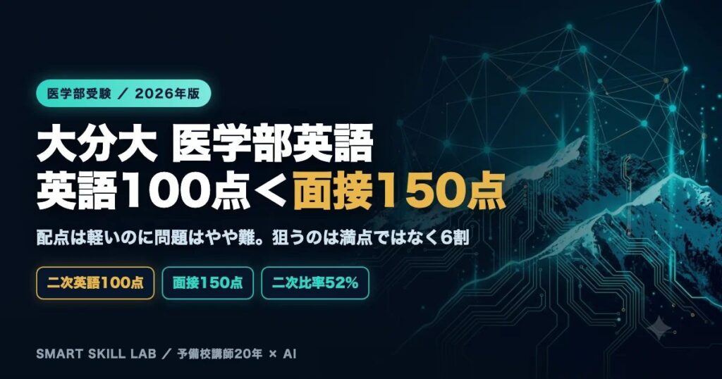 大分大学医学部医学科 英語の傾向と対策 - 英語100点は面接150点より軽い配点構造から6割を狙う2026年版戦略