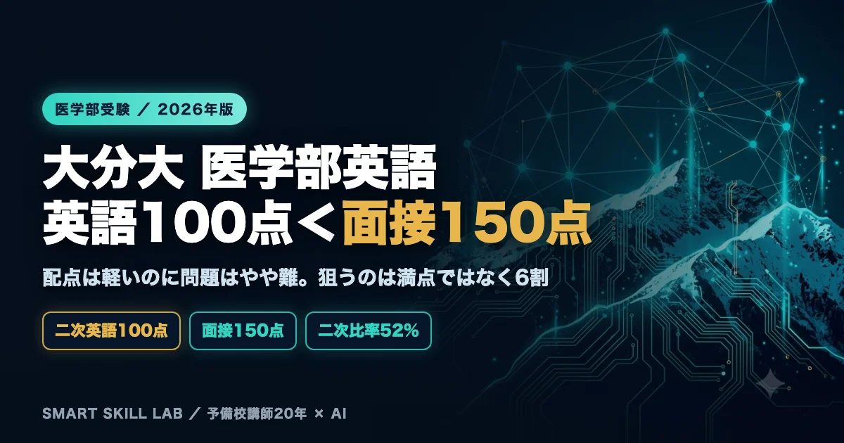 大分大学医学部医学科 英語の傾向と対策 - 英語100点は面接150点より軽い配点構造から6割を狙う2026年版戦略