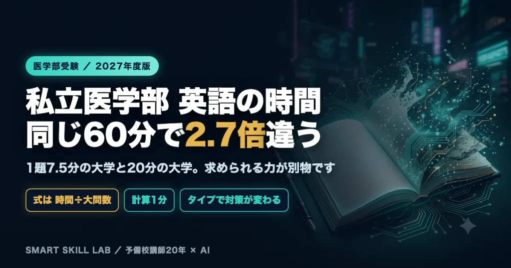 私立医学部英語の試験時間比較 - 同じ60分でも1題あたり7.5分の大学と20分の大学があり求められる力が違う