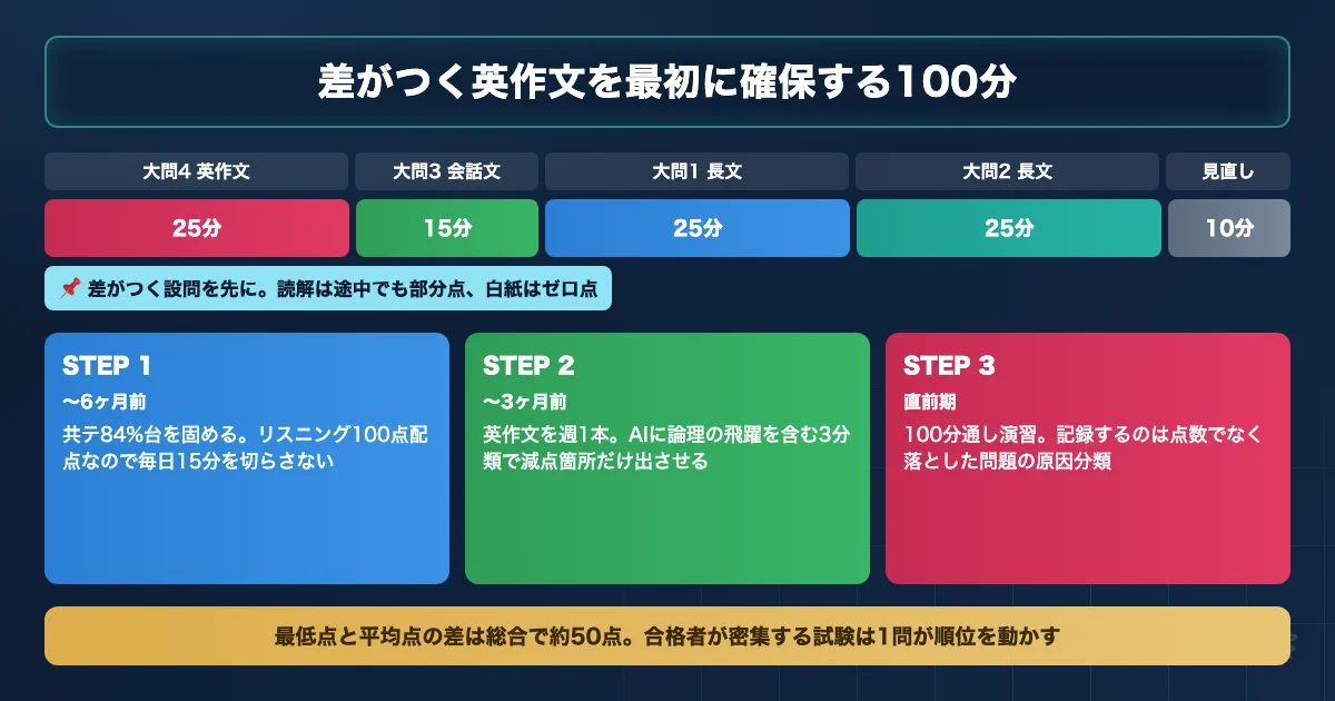 琉球大学医学部医学科 英語対策のAI活用ロードマップを示す図解