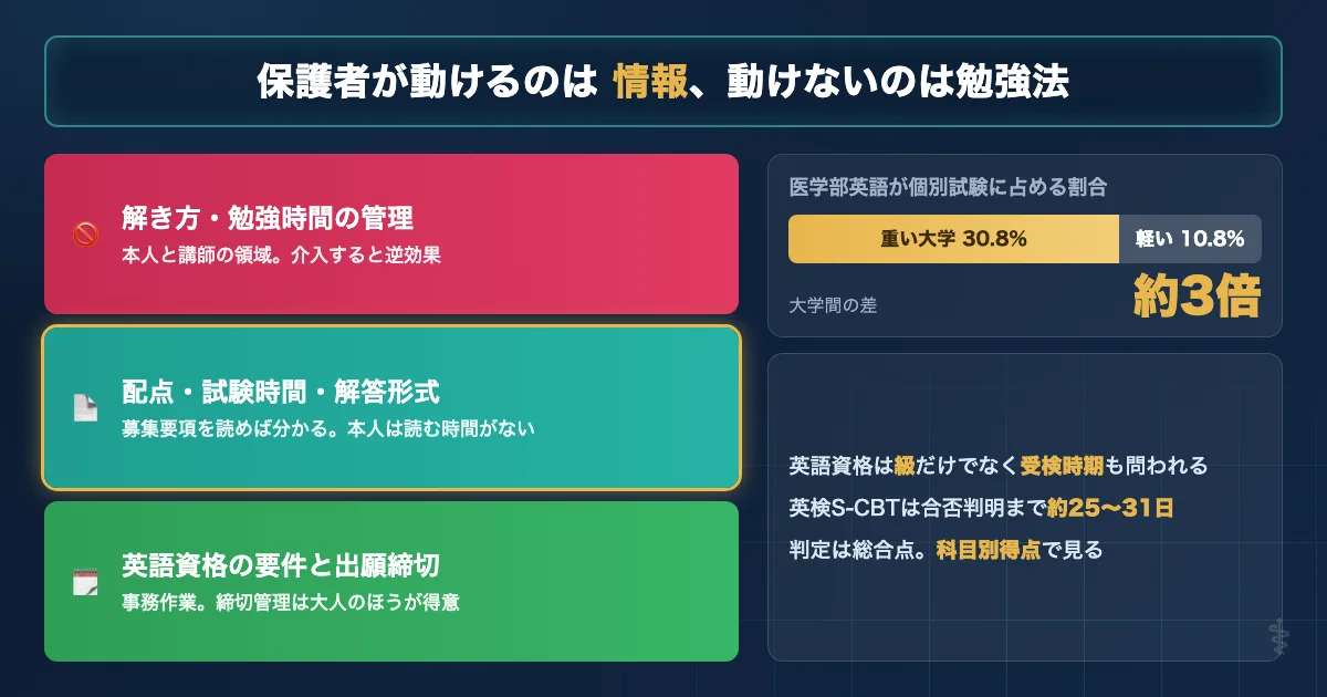 医学部英語で保護者が動ける領域と動けない領域を分けた図解