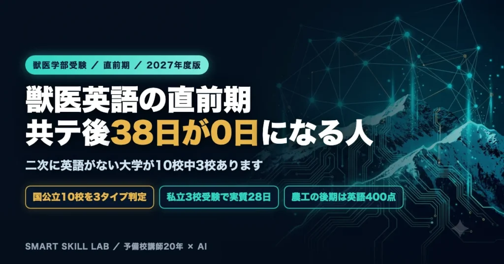 獣医学部英語の直前期 - 共通テスト後38日をタイプ別に設計するロードマップ